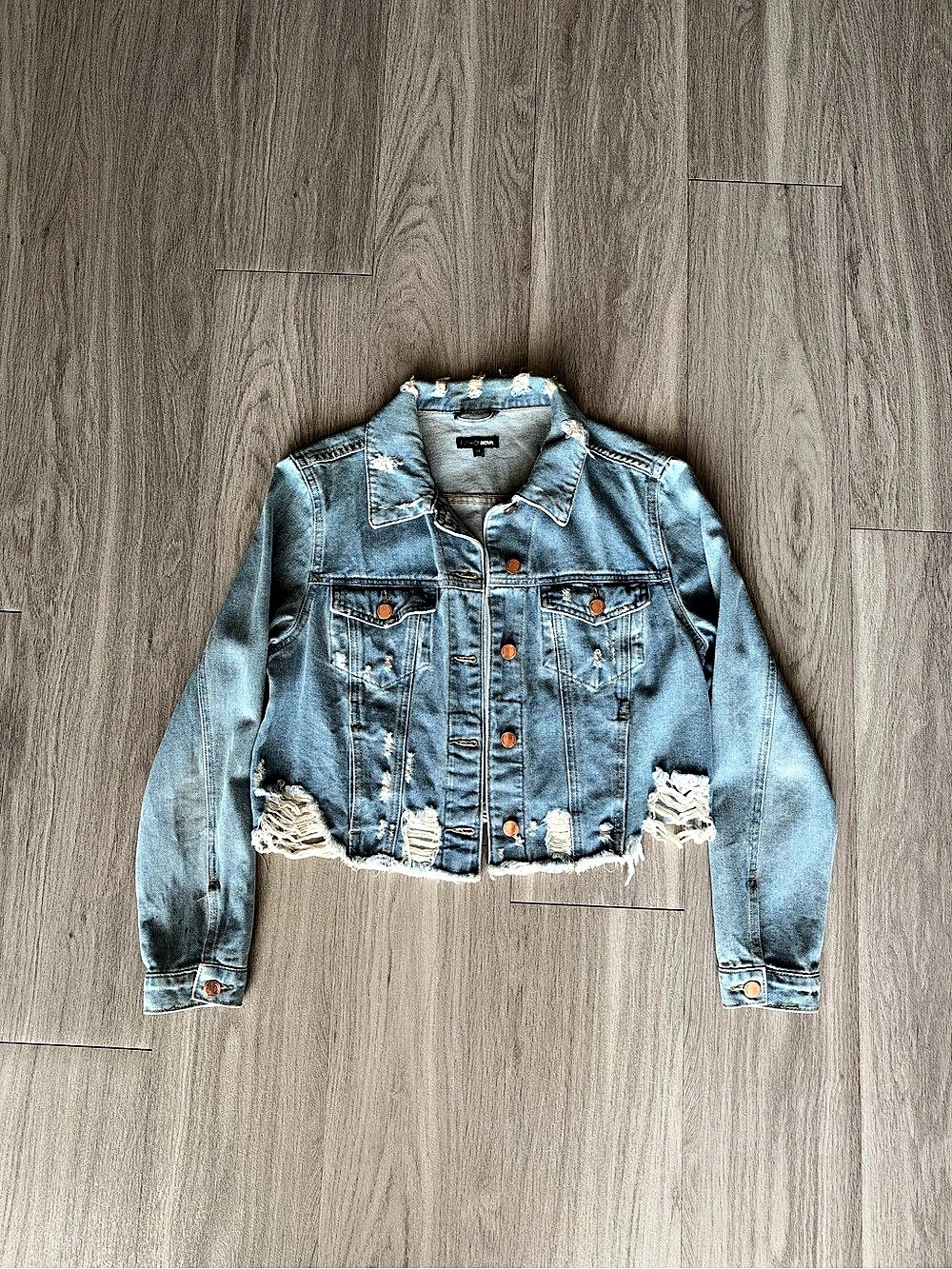 Distressed Cropped Denim Jacket